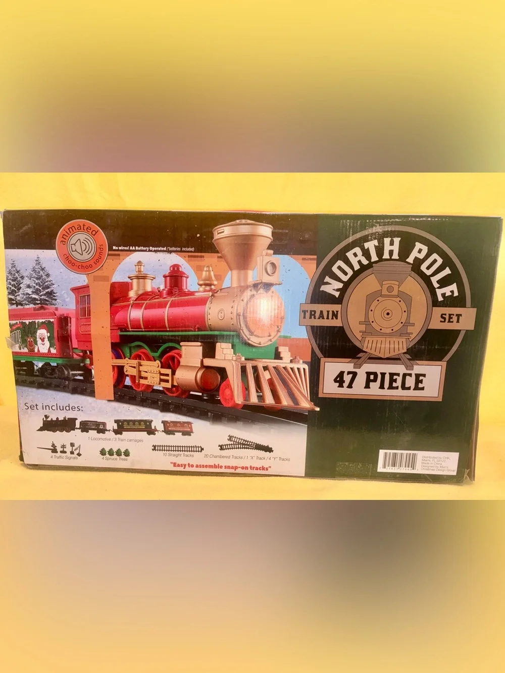 The North Pole Express 47 Piece Christmas Train Set Animated Choo choo Sound New